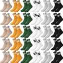 Foaincore 30 Pairs Womens Crew Socks Size 9-11 Bulk Athletic Cotton Socks Ankle Elastic Lightweight Accessories (Medium, Modern Colors)