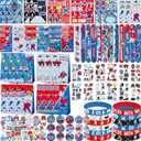 134 PCS Hockey Party Favors Set, 41 Stickers, 12 Goodie Bags,12 Button Badges,12 Slap Bracelets, 12 Tattoo Stickers, 12 Bracelets for Ice Hockey Sports Party Birthday Gift Supplies