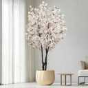 Artificial White Cherry Blossom Tree 5.7ft(68in) Faux Lifelike Plant for Indoor Decor Natural Potted Tree Realistic Pink Cherry Flowers Wood Trunk for Home Living Room,Office Perfect Weeding Gift