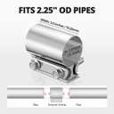 EVIL ENERGY 2.25 Inch Exhaust Clamp, 2 1/4" Butt Joint Band Clamp Sleeve Coupler Stainless Steel for Pipes, Mufflers, Catalytic Converters 2Pcs