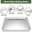 Baking Sheet Tray Cooling Rack with Silicone Baking Mat Set, Stainless Steel Cookie Pan For Oven, Set of 9 (3 Sheets + 3 Racks + 3 Mats), Warp Resistant & Heavy Duty & Easy Clean, Red