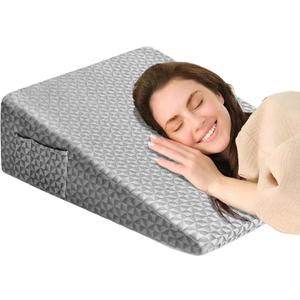 Wedge Pillow 7.5" Bed Wedge After Surgery, Back Pain Relief, Memory Foam Pillow Triangle Incline Wedge for Back Support, Leg ElevationGrey