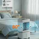 Grelife Evaporative Air Cooler with 10L(2.64 Gal) Large Tank,8 Speeds & 3 Wind Modes, 80° Oscillation,24H Timer,Remote Control,LED Display, Mist & Humidifier Function for Home Office Bedroom white