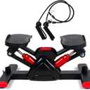 Leikefitness Steppers for Exercise Mini Stair Stepper, Cardio Workout Equipment, Twist Stair Stepper with Resistance Bands Up-Down Motion for Full Body Workout Exercise Equipment for Home (Red)