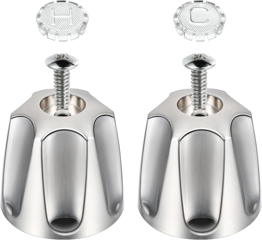 Enhon 2 Piece Shower Knob Replacement, Hot and Cold Faucet Knobs Compatible with Price Pfister Verve Tub Shower, Include 2 Faucet Handles and 2 Screws for Remodeling Trim Kit(Brushed Nickel) (Brushed Nickel)