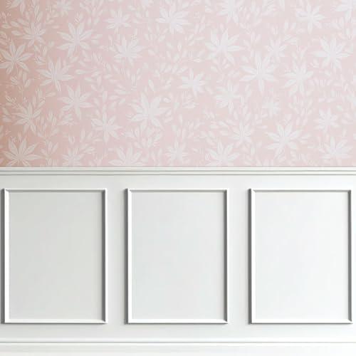 Hungbak 4 Set of 16" x 20" Pre-Cut Accent Wall Molding Trim Kit, Peel and Stick Premade Wainscoting Panels for Interior Decoration, Ready to Assemble Chair Rail Moulding