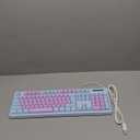 HUO JI Gaming Keyboard USB Wired with Rainbow LED Backlit, Floating Keys, Mechanical Feeling, Spill Resistant, Ergonomic for Xbox, PS Series, Desktop, Computer, PC, Purple Blue