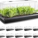 1020 Trays with Tall 7.3'' Dome, 10-Pack Extra Large Seed Starter Tray with Humidity Domes, Heavy Duty 1020 Seed Trays and Flats with Lid, Seed Germination Mini Greenhouse No Hole for Balcony Garden