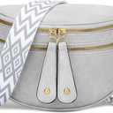 KKXIU Crossbody Sling Bag for Women Trendy Fanny Pack Vegan Leather Chest Bag (Light Grey)