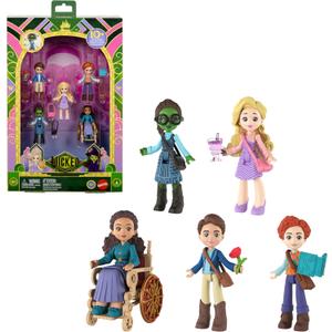 Mattel Universal Pictures Wicked Students of Shiz Multipack, 5 Small Dolls with Signature Looks and 9 Storytelling Accessories, Inspired by The Movie