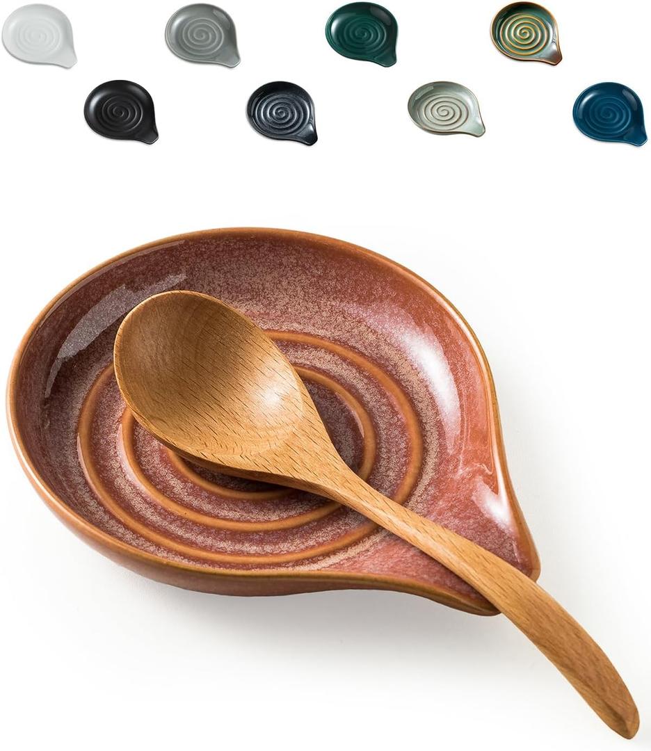 LAUCHUH Spoon Rest for Kitchen Counter, 5" Ceramic Spoon Holder for Stove Top Large Utensil Rest Farmhouse Kitchen Decor for Ladle, Cooking Spoons, Spatula, Tongs, Christmas, Kiln-Transformed Red LAUCHUH Spoon Rest for Kitchen Counter, 5" Ceramic Spoon Holder for Stove Top Large Utensil Rest Farmhouse Kitchen Decor for Ladle, Cooking Spoons, Spatula, Tongs, Christmas, Kiln-Transformed Red