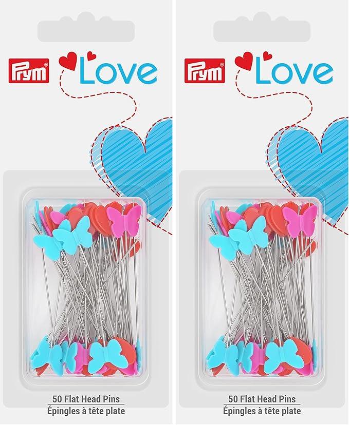 Prym Love Flat Head Pins, 50 Count (Pack of 2), Multicolor