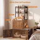 Heybly Cat Litter Box Enclosure Furniture with Shelves & Storage, HCLB002SR