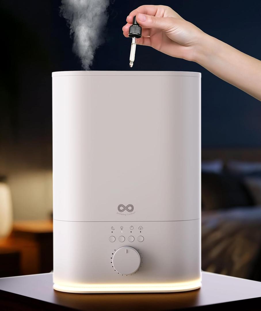 Everlasting Comfort 6L Humidifier Large Room, High Mist Output 60 HR Runtime Ultrasonic Top Fill Humidifiers for Bedroom, Easy to Use & Clean for Home, Baby Humidifier, Plants, Congestion, Indoor