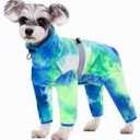 Dog Coat, Tie Dye - Blue Polar Fleece Jumpsuit for Small Medium Dogs, Winter Jacket, Reflective Onesies, Full Body Vest, Four-Legged Warm Clothes