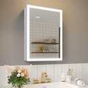 2028 Inch Bathroom Medicine Cabinet with Lights, LED Medicine Cabinet with Mirror, Lighted Bathroom Mirror Cabinet with Storage, Digital Clock & Temp Display, Surface Mount (Single Door)