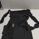 HWP Women's Sexy Ruched Bodycon Midi Dresses Asymmetrical Neck Long Sleeve Ruffle Club Cocktail Date Night Dress, Size L