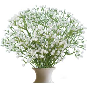 Babys Breath Artificial Flowers 6PCS, Fake Gypsophila Flower Arrangement Faux Flowers Bouquet Bulk Real Touch Flowers for Wedding Centerpieces Home Party Decor(White)