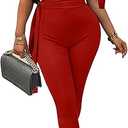 chicyes Jumpsuits For Women Dressy Casual Summer Sleeveless Romper Plus Size Sexy Outfits Trendy Vacation Clothes, Red, XL 