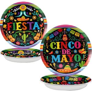 9Inch Cinco De Mayo Disposable Party Plates Mexican Fiesta Paper Plates for Cinco De Mayo Party Supplies