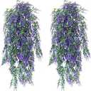 4 Packs Fake Hanging Lavender Plants Artificial Hanging Faux UV Resistant Lavender Flowers Fake Lavender Plants Hanging Indoor Outside Hanging Decorations,(Purple)
