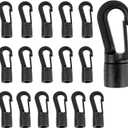 ZHOUBIN Shock Cord End Snap Hooks for 1/4 inch to 5/16 inch, Black Plastic Bungee Cord Terminal Hooks, 16 Pcs
