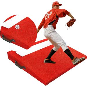 Portable Softball Baseball Pitching Mound 4" 30 x 30 x 4 Inch with Pitching Rubber Antifade Synthetic Turf for Indoor and Outdoor Baseball Pitching and Practice with Carry Handle