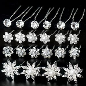 40 Pieces Bridal Hair Pins, Clips and Barrettes with Crystal Pearl Flowers, Women's Proms Hair Jewelry Accessories, Gift Stocking Stuffers for Girls