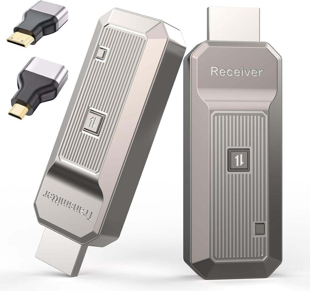 Wireless HDMI Transmitter and Receiver, 165Ft 4K Decode 1080P Output Plug & Play Wireless HDMI, Easy Setup 2.4G/5G Portable HDMI Extender for TV/Projector/PC/Conference