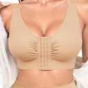 Front Closure Compression Bras for Women Post Surgery Mastectomy Adjustable Straps Wirefree No Padding
