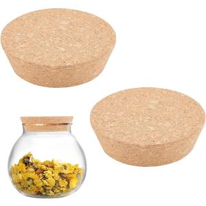 AHANDMAKER 2Pcs Large Cork Lids for Jars, Tapered Cork Plugs Natural Soft Wood Replacement Stoppers for Mason Jar, Glass Bottles, Canning and Pottery, 3x3.54x0.98 Inch