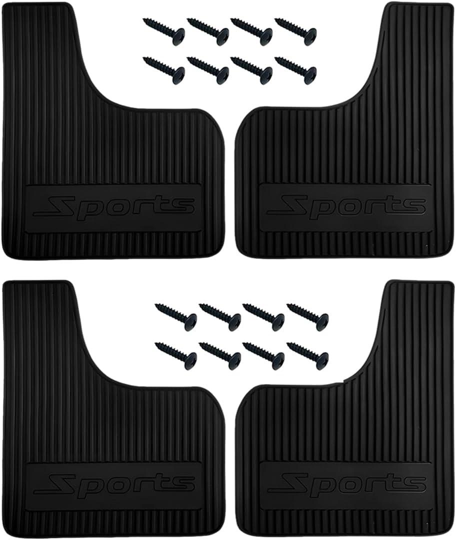4PCS Car Mud Flaps, Flexible Rubber Vehicle Mudflaps Mudguard Splash Guard with Hardware, Automotive Exterior Front & Rear Protection Accessories, Universal for Pickup Truck SUV (Black)
