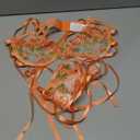 Lilosy Sexy Tie Side Embroidered Underwire Push Up Cute Strappy Mesh Sheer Bachelorette Lingerie Set (Medium, Flower Orange)