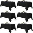 Fitable Black Tablecloths for Rectangle Tables, 6 Pack - 70 x 120 Inches - Reusable and Washable Table Clothes for 6-8 Ft Tables, Polyester Fabric Table Covers for Wedding, Party, Banquet