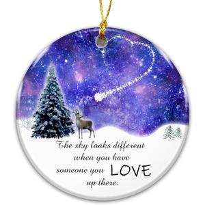 2 x Memorial Ornament  The Sky Looks Different When You Have Someone You Love Up There  Remembrance Gift for Loss of Loved One  Sympathy Bereavement Ornament Keepsake  Memorial Christmas Tree Decor