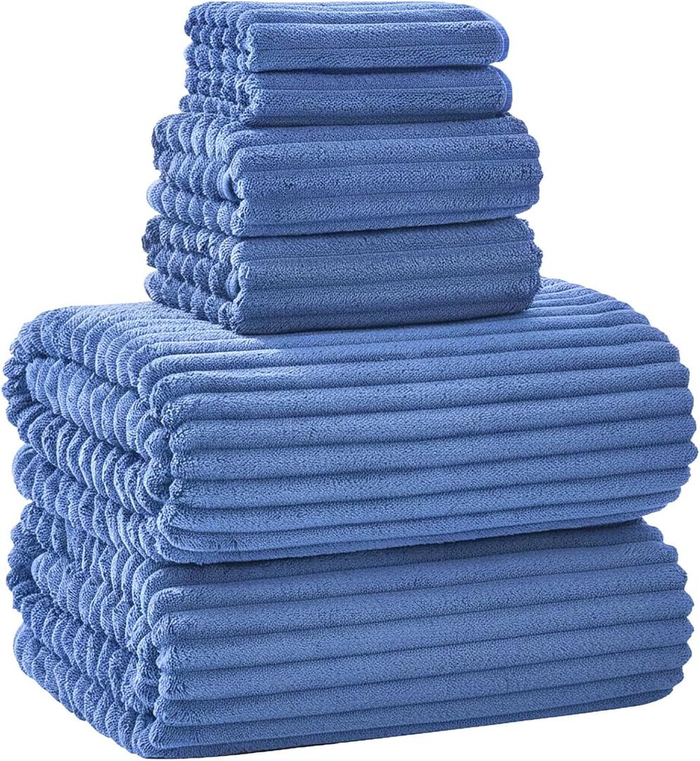 Extra Large Bath Towel Set of 6 (40"x80"),Oversized Bath Sheet Super Soft Highly Absorbent Microfibers Quick Dry Luxury Shower Towel for Bathroom Spa Gym Hotel Yoga(Blue, 6Piece)
