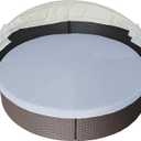 No Splicing Outdoor Daybed Cushion Cover 66" Patio Round Sunbed Covers Circle Daybed Couch Mattress Replacement Slipcover (Gray)