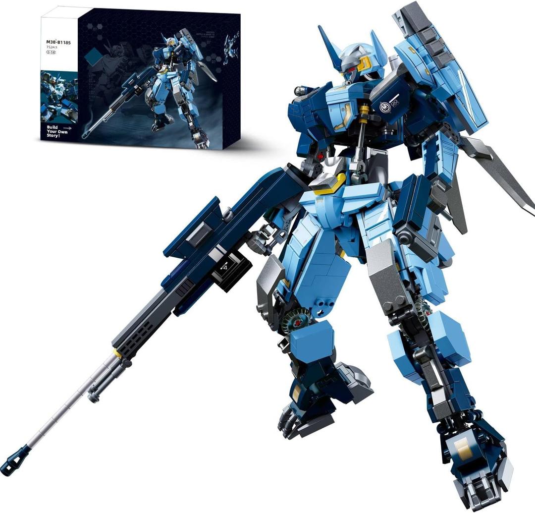Sluban Mech Building Set,Robot Mecha Building Kit with Two Interchangeable Weapons for Adults, Compatible with Lego Mech Set, 752PCS (Blue)