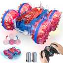 Waterproof RC Cars for Kids with LED Lights, Remote Control Car for Boys Age 4-7 8-12 4-8, Amphibious 4WD Stunt Car Swimming Pool Outdoor Water Toy with 70/36Mins Play,360Rotation,180 Flip,2.4GHz (Multicolor)