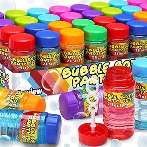 Cawiew 32 Pack Bubble Bottles Bulk for Kid (8 Colors), Bubbles Wand Attached to the Lid, Blow Bubble Solution Set with Gift Box for Child Party Favors Supplies, Outdoor Summer Toy, Birthday, Goody Bag Filler