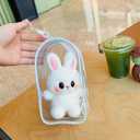 2 x Clear Figure Display Bag with Keychain for Doll, Positive Doll Storage Bag, Pouch Keychain Charms for Collectibles (with Zipper- Waterproof) Building Block Storage Bag,7.4 * 4.2 inch (White)