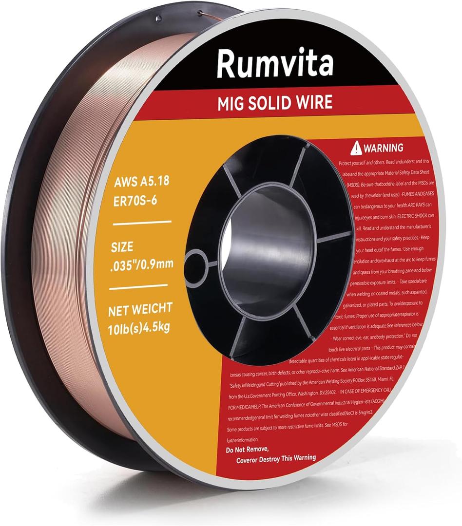 Mig Welding Wire - ER70S-6 .035"(0.9 mm)- 10 Pound Spool - Mild Steel MIG Solid Welding Wire,Low Splatter and High Levels of Deoxidizers 1PCS