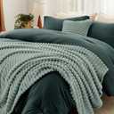 Bedsure Comforter Queen Size 5 Pieces - Queen Size Comforter Set with Fleece Throw Blanket and Decorative Pillow, Lightweiget Bedding Comforter Sets, All Season Bedding Sets, Emerald Green