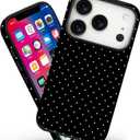 Magnetic for iPhone 17 Pro Case Cute Polka Dot Phone Case, Shockproof Slim TPU and Hard PC Protective Phone Cover Compatible with MagSafe Designed for Women Girls, Black