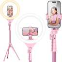 UBeesize 12'' Selfie Ring Light with 62’’ Tripod Stand for Video Recording, Live Streaming(YouTube, Instagram, TIKTok), Compatible with Phones, Cameras and Webcams Pink