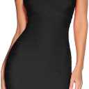 Women's Midi Cocktail Dresses Strapless Bandage Bodycon Dress Wedding Party Dress (Medium, Black)