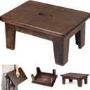 Wooden Step Stool (16.5" D x 12" W x 6.5" H) No Assembly Needed, Bed Steps for High Beds for Adults - Natural Solid Wood One Step Stool, Heavy Duty- Holds up to 600Lbs- Perfect Safety (Walnut Color)