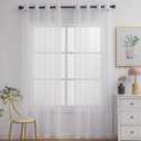 PI Ivory Sheer Curtains Panels,Eyelets Airy Voile Window Draperies 2 Panels for Doorway/Patio(W52 X L90, Ivory)