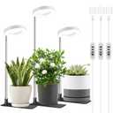 Aokrean Grow Light, Full Spectrum Plant Lights for Indoor Growing with with 3/9/12H Timer, 3 Color Modes, 10 Brightness, 6.5"-26" Height Adjustable Halo Grow Light with Base, 3 Pack(3.4in)