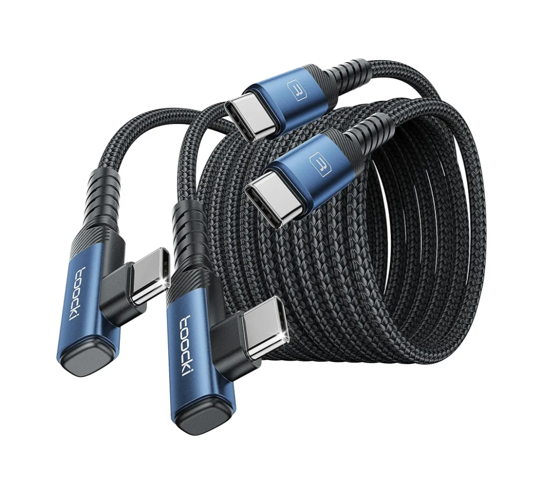 USB C Cable 12ft 100W Right Angle Fast Charging Cord, Nylon Braided USB 2.0 Cable for iPhone 16 15 Pro Max, iPad Pro, Samsung Galaxy S24 S23, Switch, MacBook Pro, Pixel